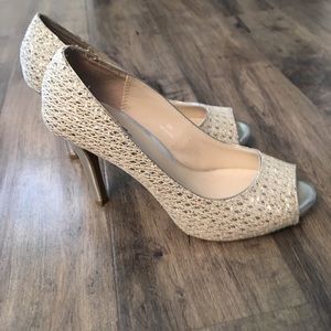 Open toed silvery sparkle